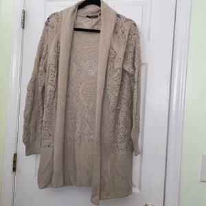 Heather B Size XL Taupe cardigan sweater long sleeves Long fit